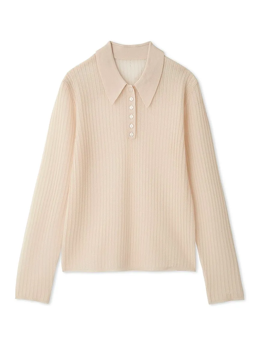 Sheer Knit Collared Top