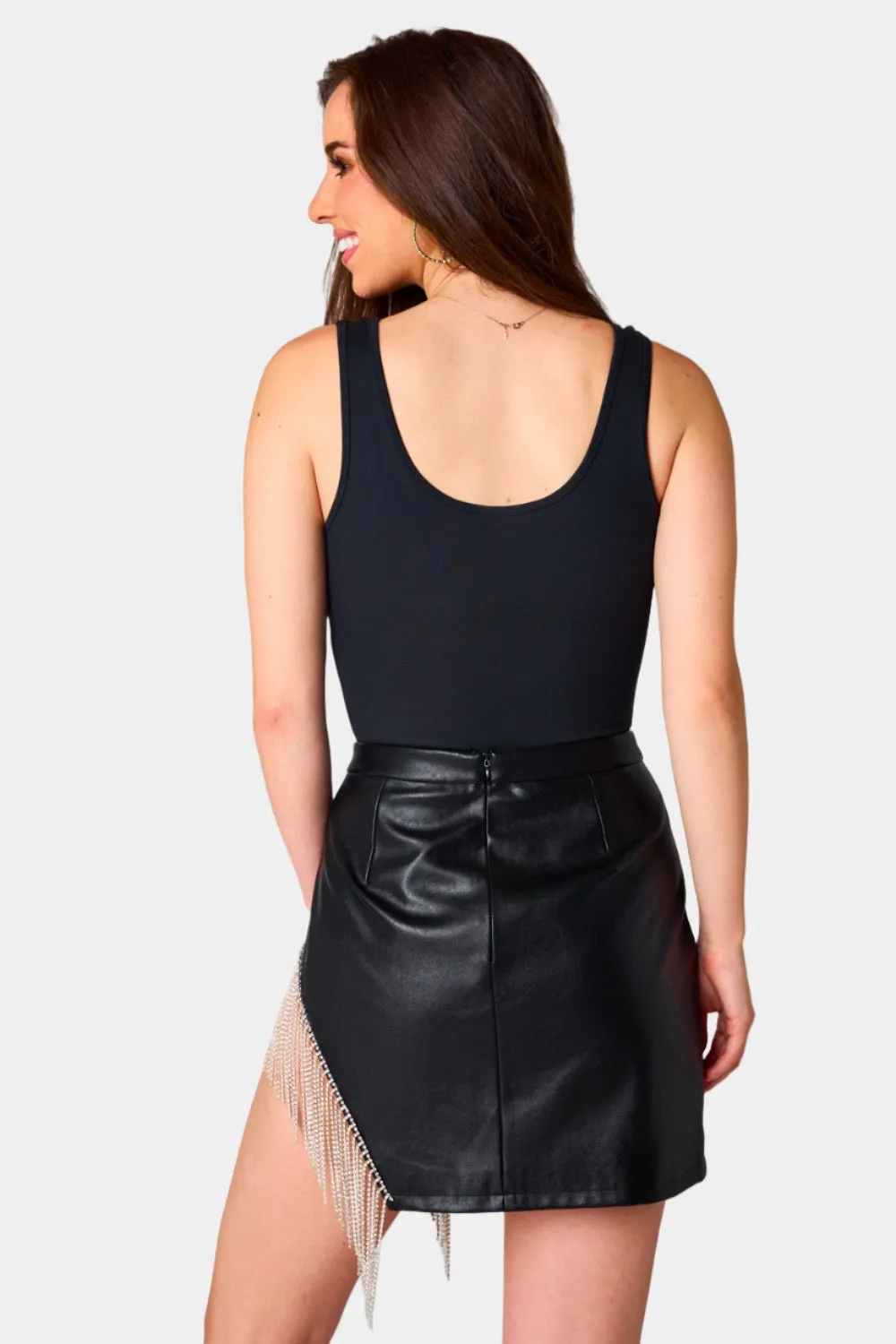 Show Girl Crystal Fringe Mini Skirt Black