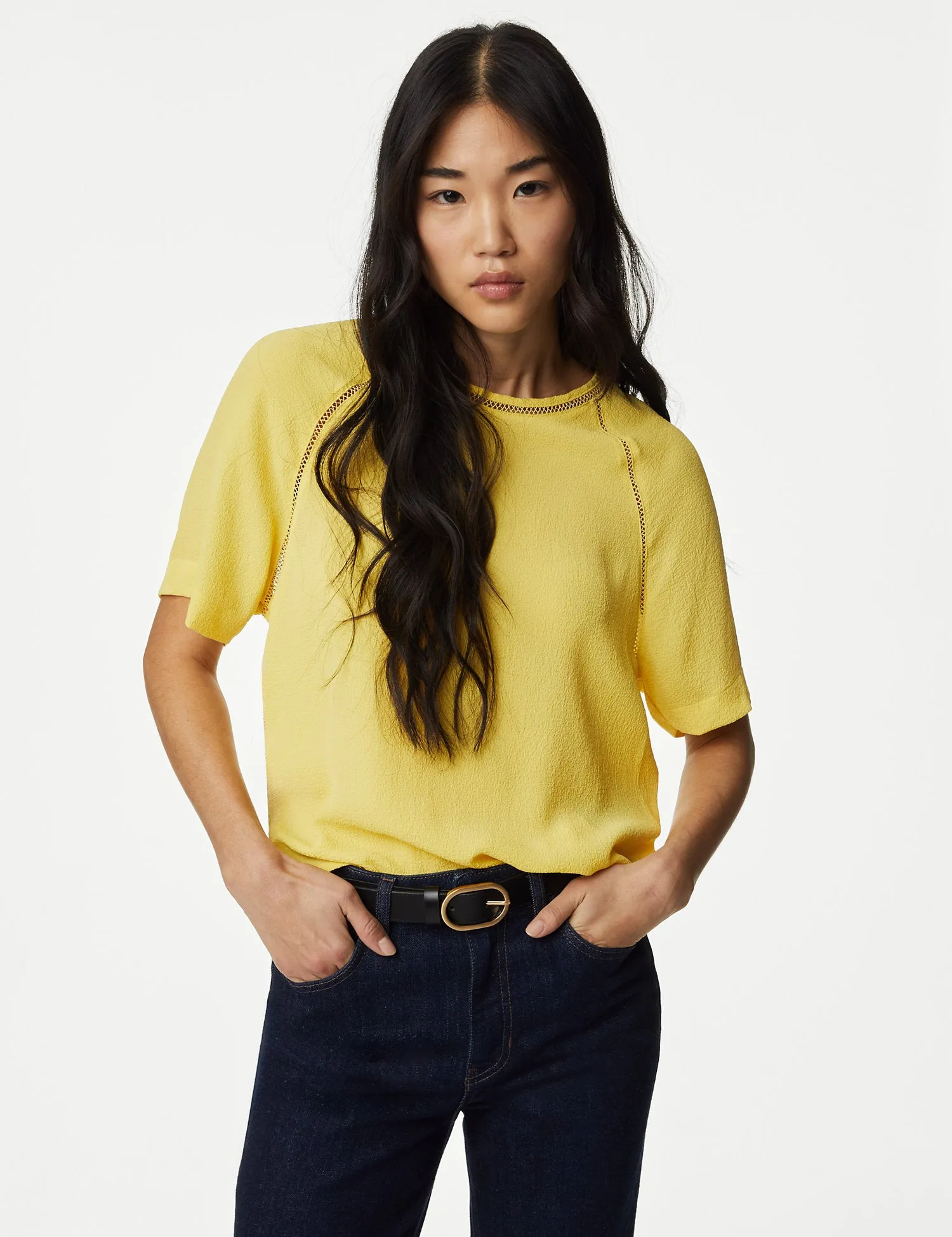 Textured Round Neck Blouse