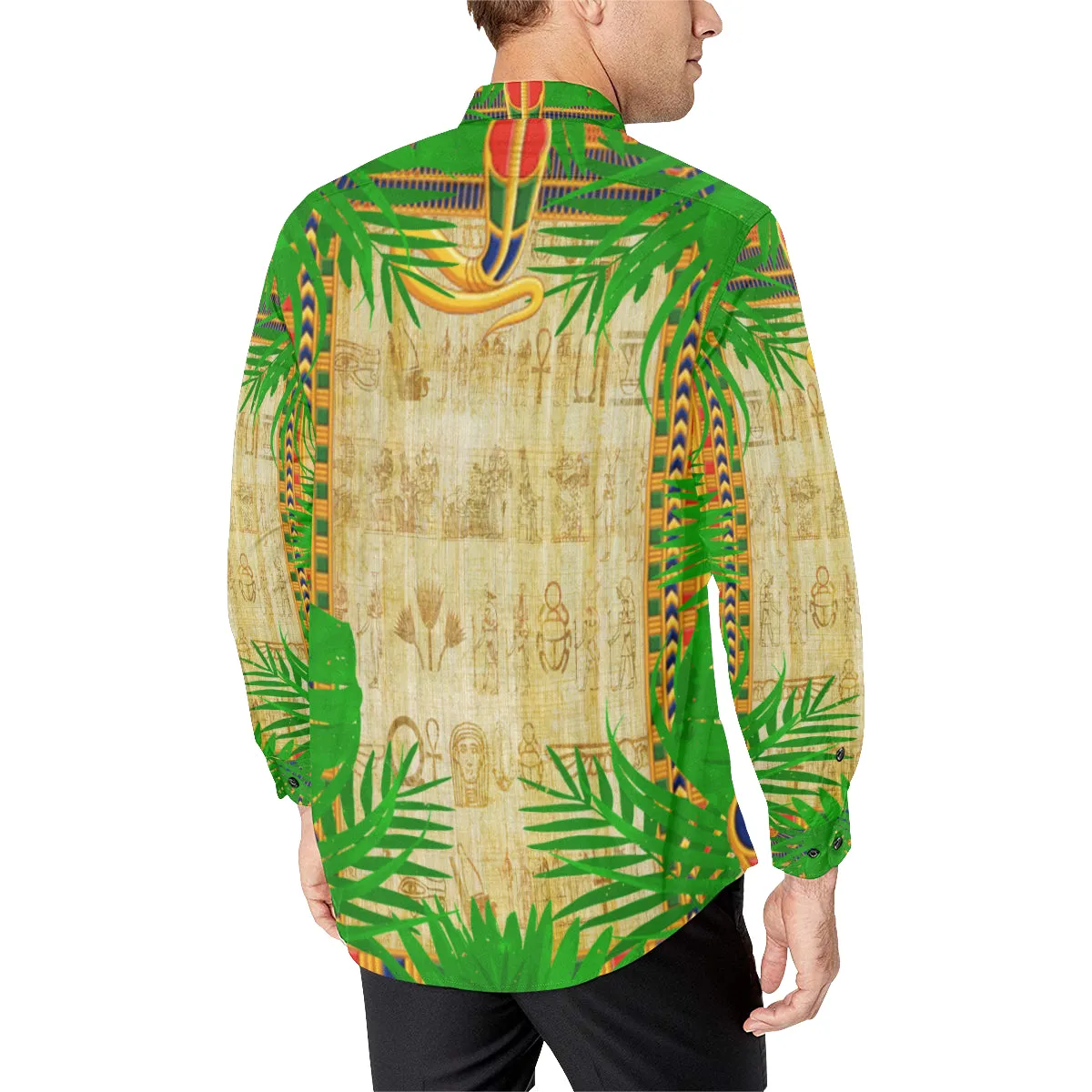TROPICAL NILE VALEY Men's All Over Print Casual Dress Shirt